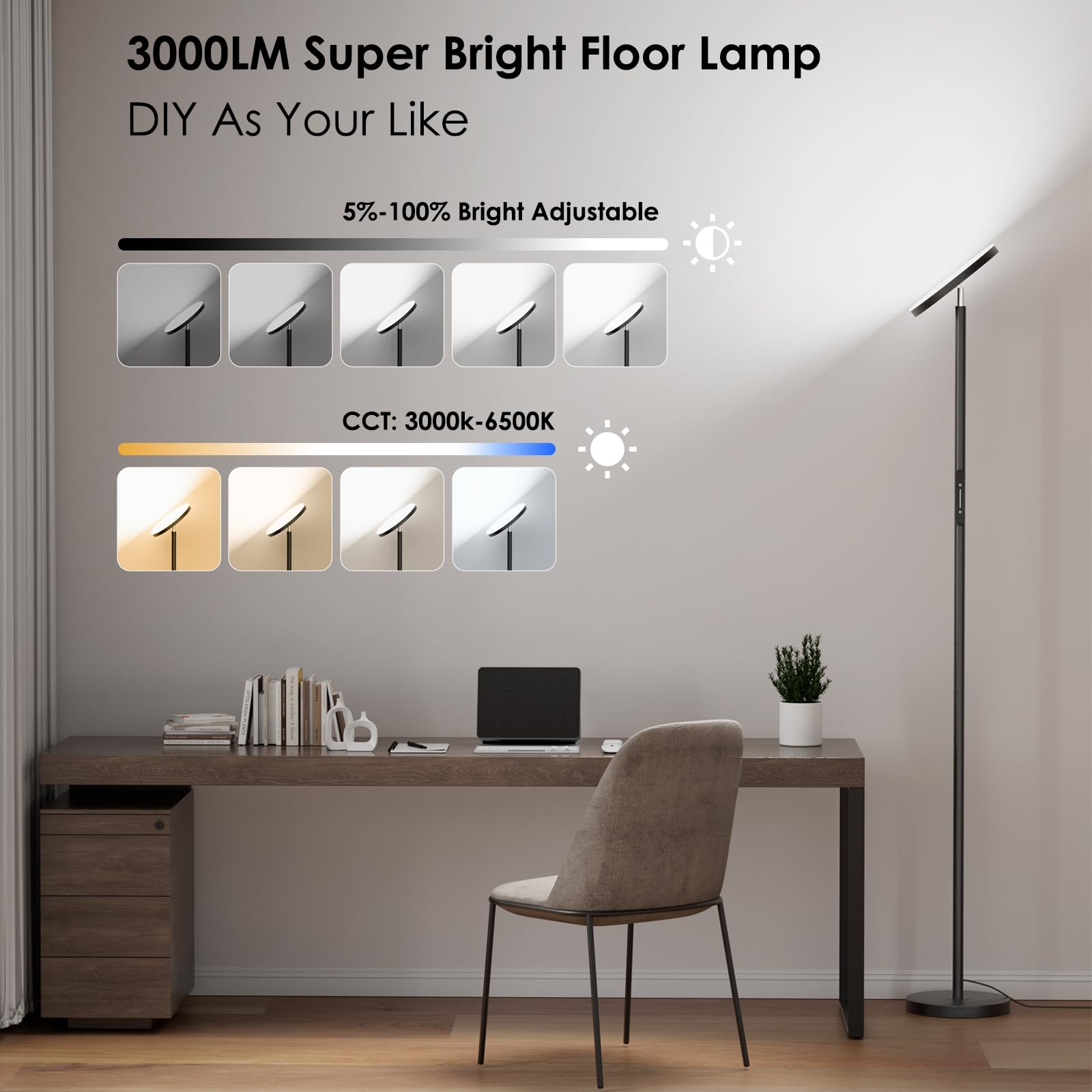 Karjoefar energy-efficient floor lamp with stepless dimming