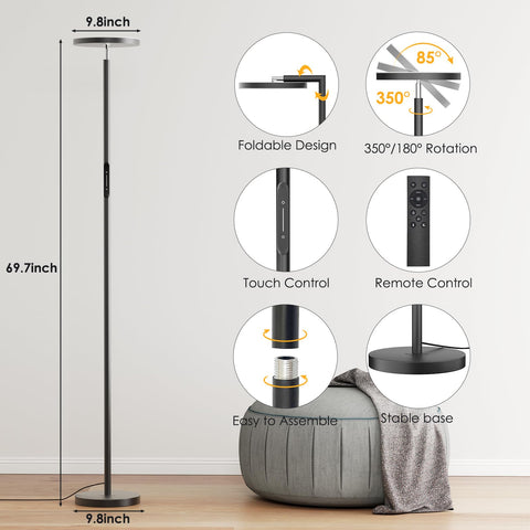 Karjoefar floor lamp touch panel for quick intuitive dimming and modes