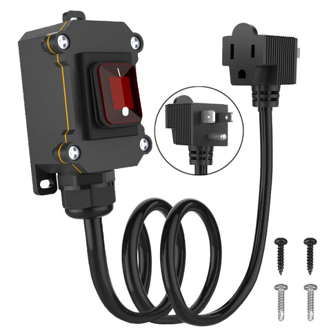 KarlKers inline cord switch with red LED rocker controls outdoor lighting