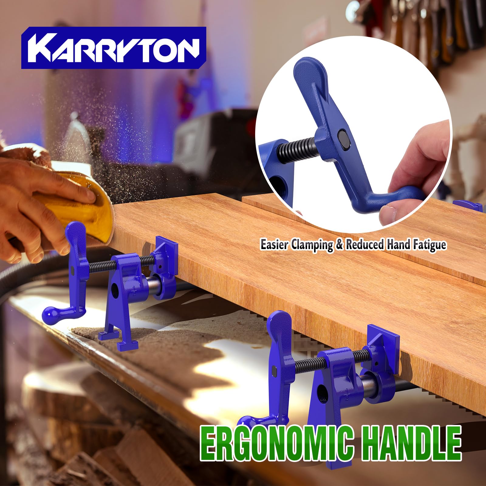 KARRYTON clamp with deep throat depth suitable for thick pieces