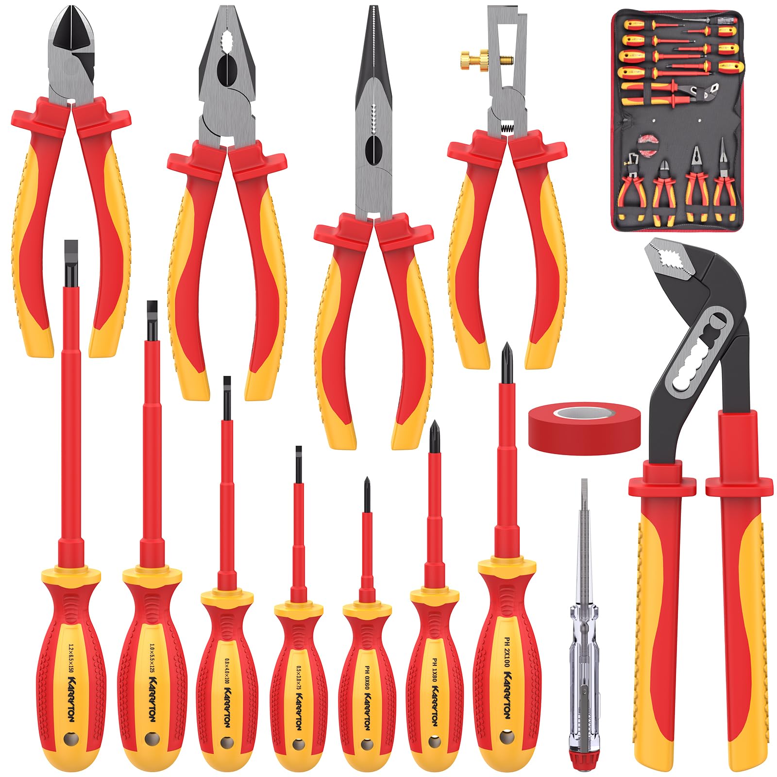 KARRYTON 14pc insulated tool set in bag for safe professional use