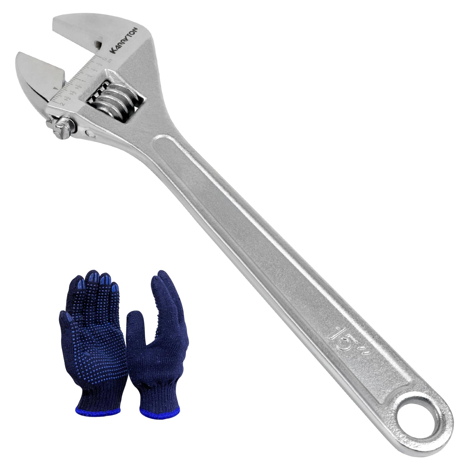 KARRYTON 15in adjustable wrench in full length for versatile fastening tasks