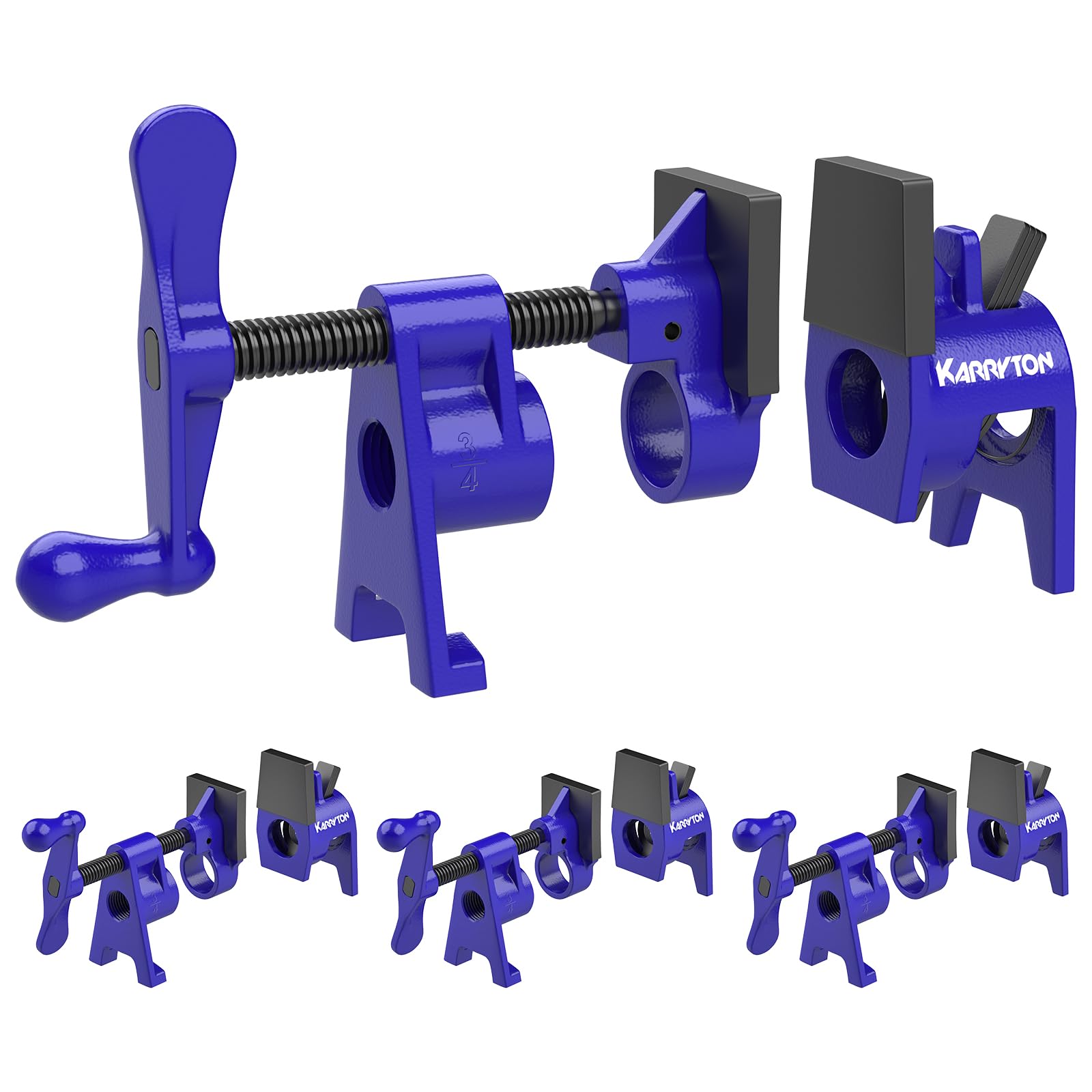 KARRYTON 3/4-inch pipe clamps set of four for edge gluing and panel assemblies