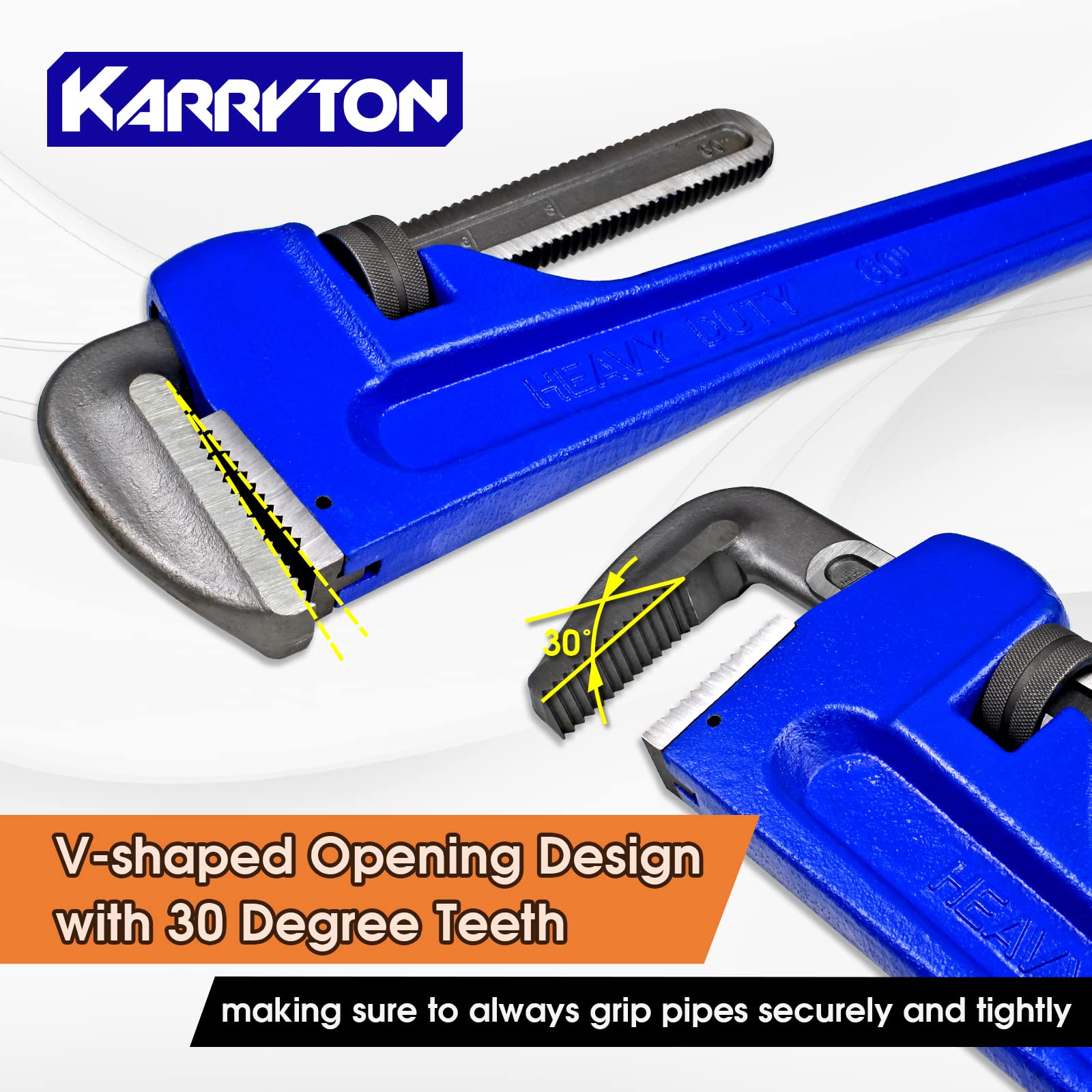 KARRYTON V-shaped jaw enhances clamping on pipes and bolts
