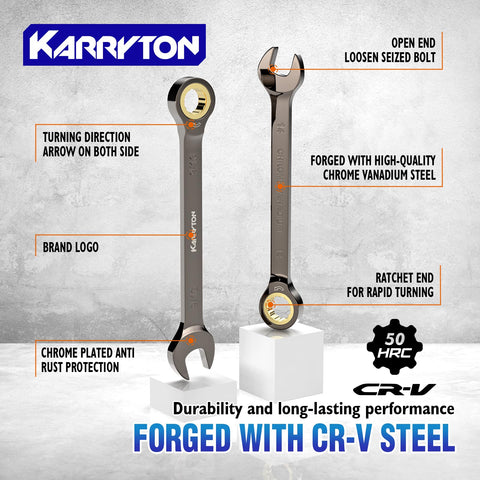 KARRYTON 72-teeth ratchet design enables smoother operation in tight spots.
