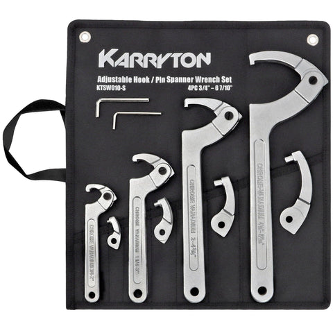 KARRYTON adjustable pin-hook wrench set 3/4 to 2 inches for secure fastener grip
