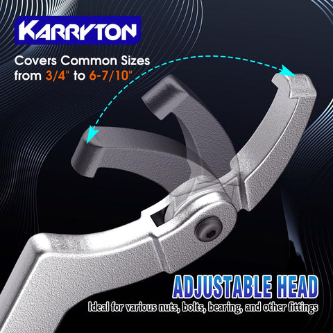 KARRYTON adjustable pin-hook wrench set 4-1/2 to 6-7/10 inches tackles larger tasks