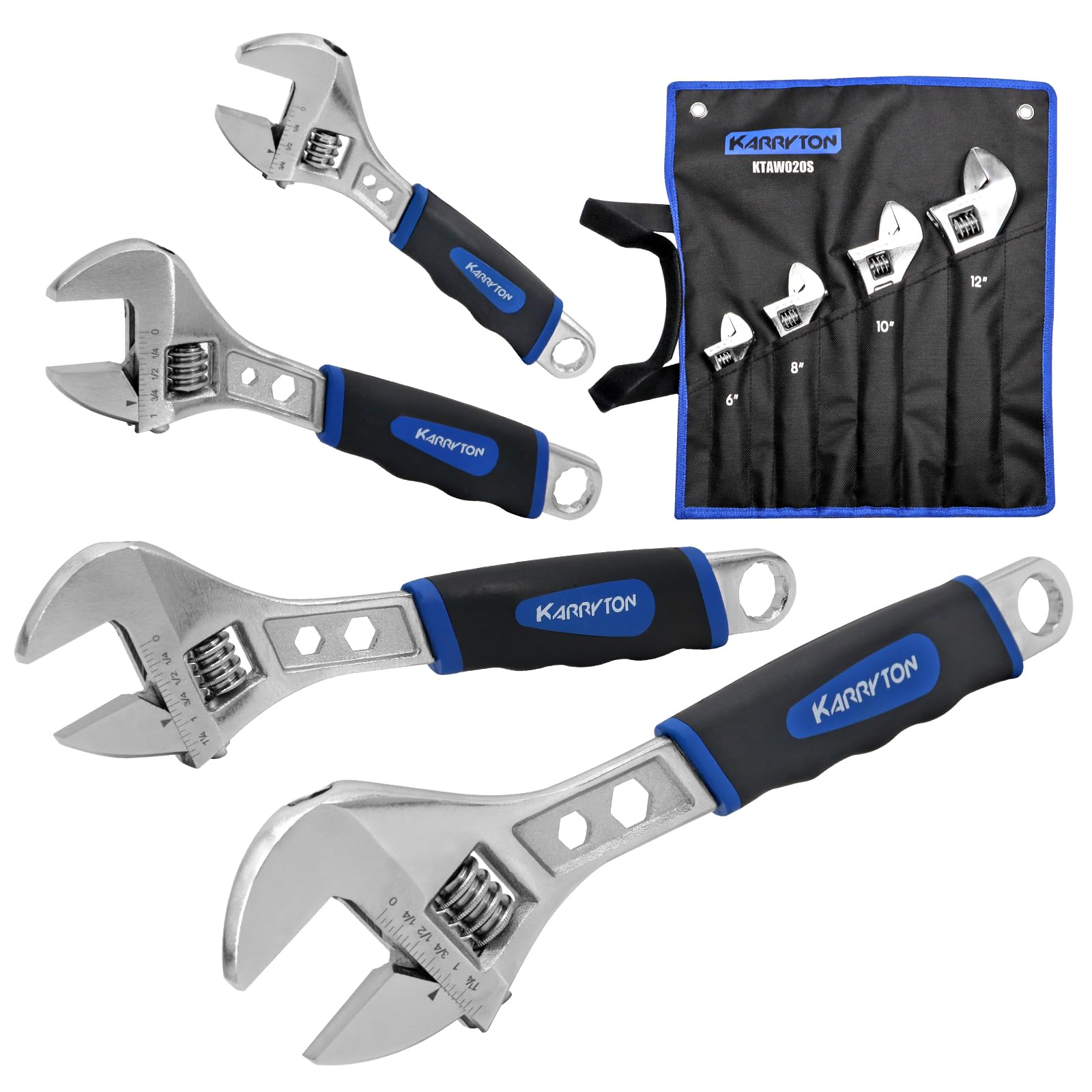 KARRYTON adjustable wrench set front view showing overall kit and sizes for versatility