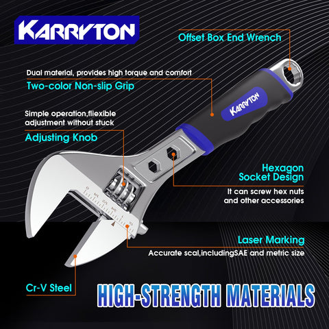 KARRYTON wrench with laser-etched scales for fast SAE and metric readings