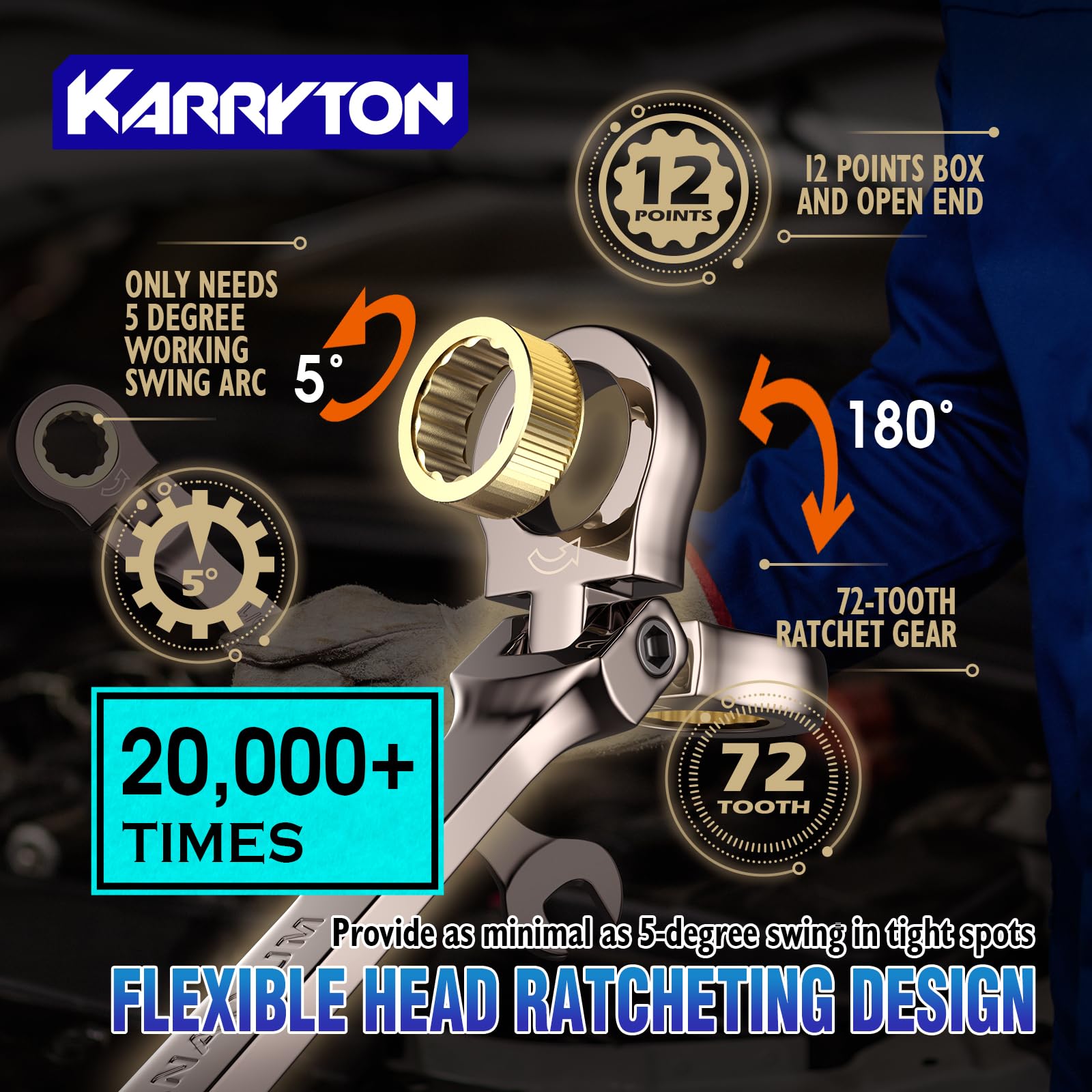 KARRYTON black nickel handles with gold ratchets resist rust