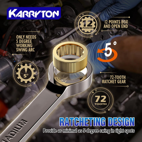 KARRYTON black nickel handles and golden ratchets resist corrosion and wear.