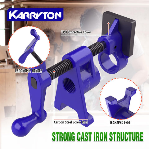 KARRYTON clamp with H-style foot design for stable base and reduced tipping