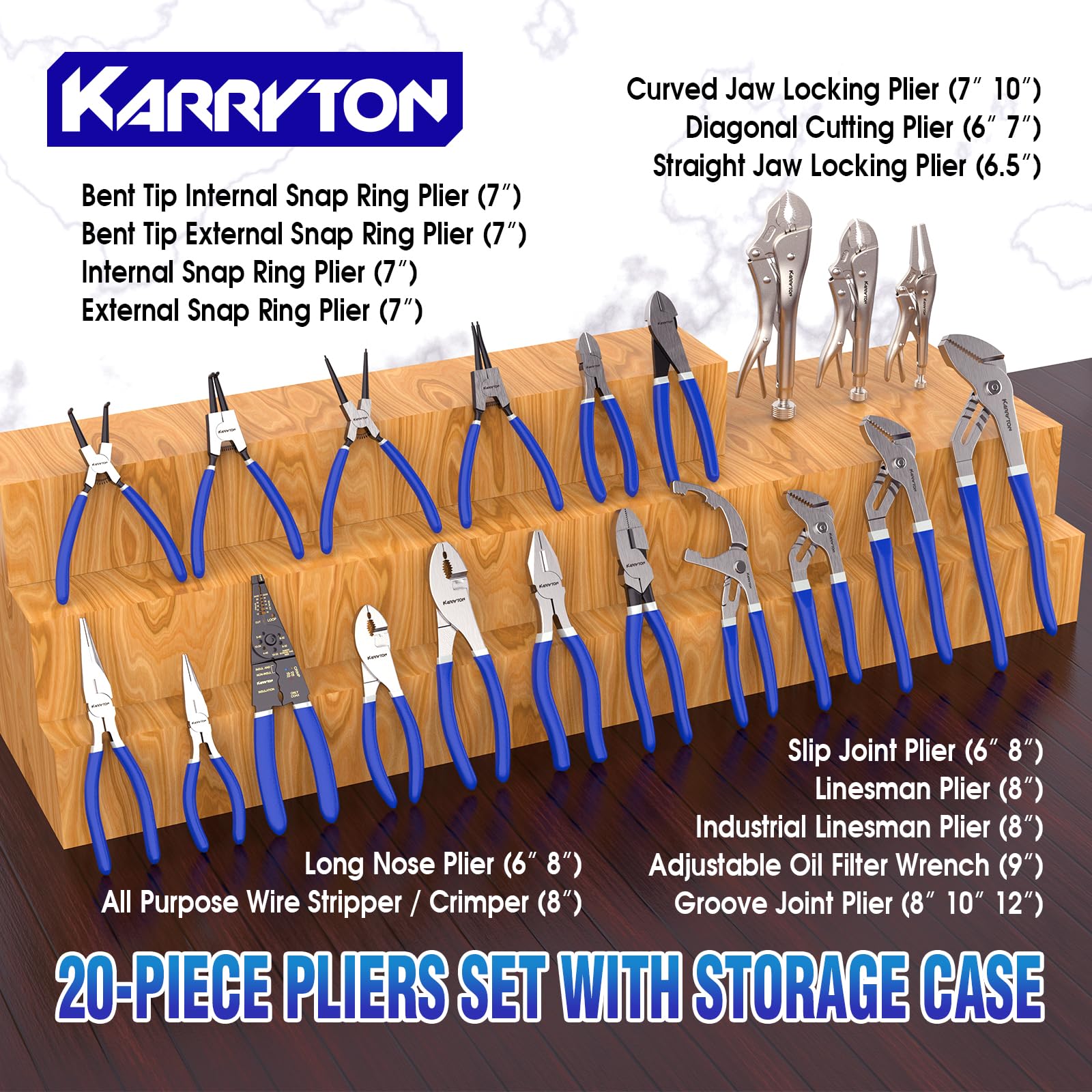 KARRYTON 6-inch long nose pliers for precise gripping in tight spaces.