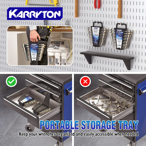 KARRYTON metric and SAE sizes cover common bolts from 8 to 19 mm.