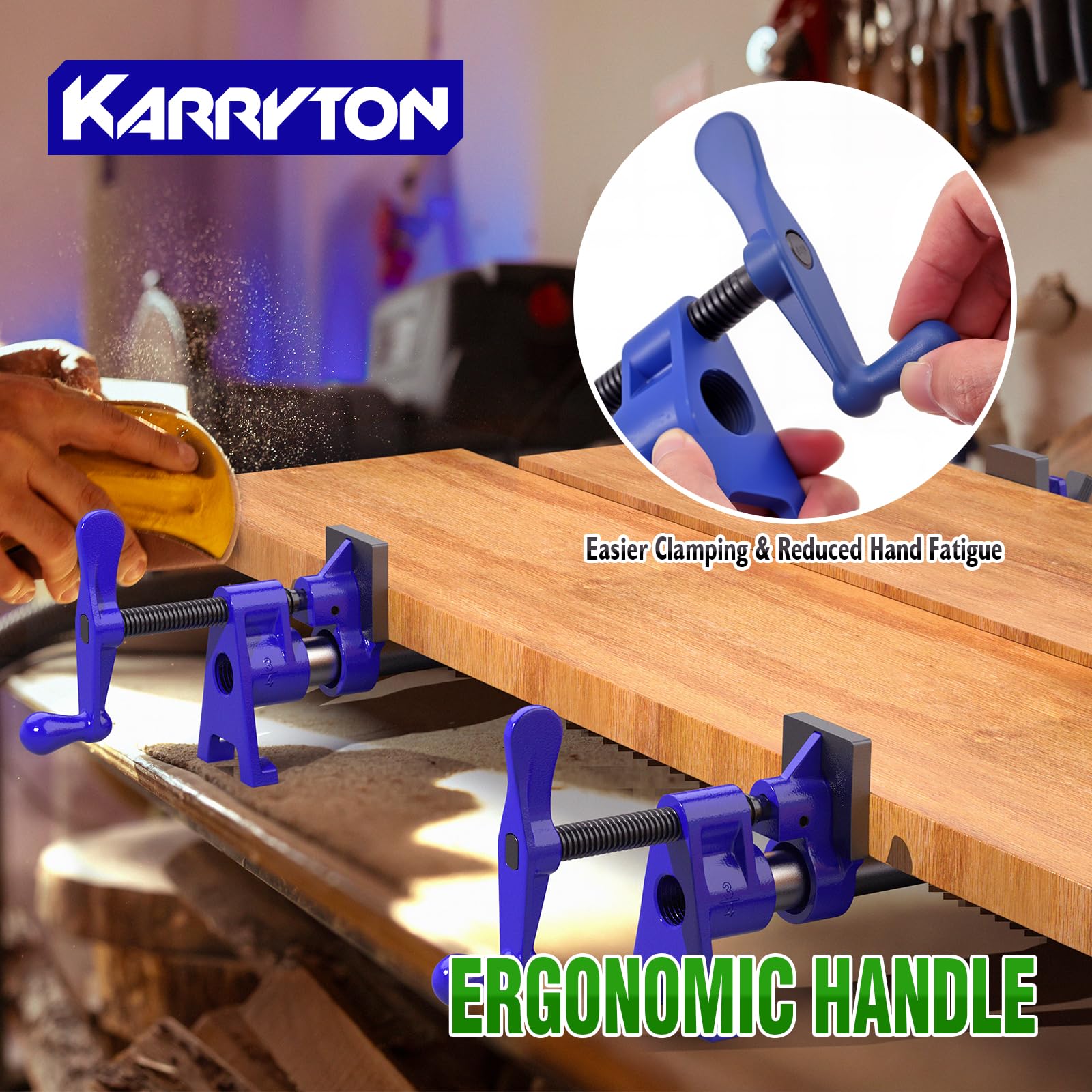 KARRYTON non-marring pads protect delicate wood surfaces during glue-ups