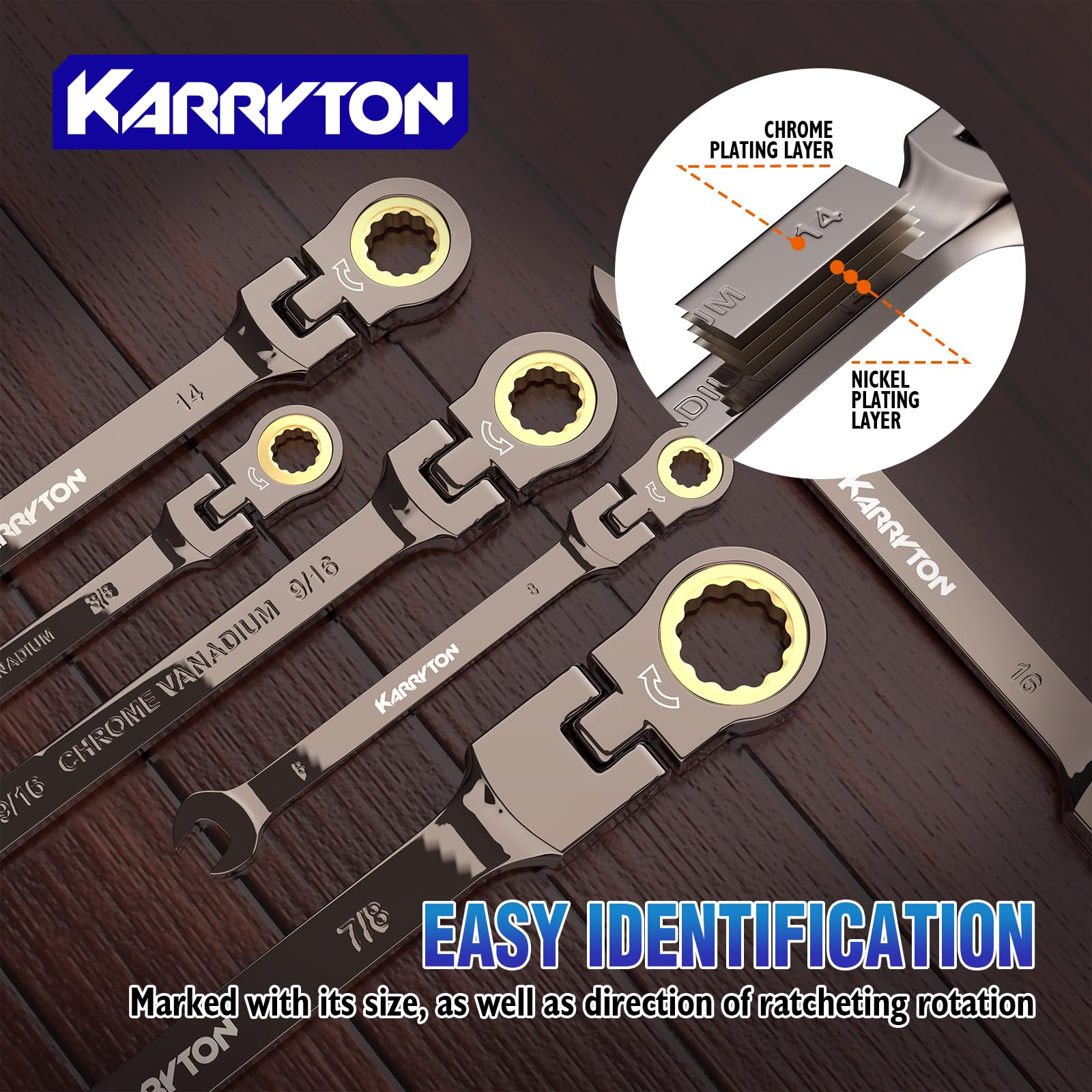 KARRYTON organizer racks hold metric and SAE wrenches neatly