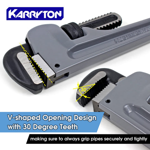 KARRYTON 24-inch pipe wrench delivers heavy-duty leverage for tough jobs.