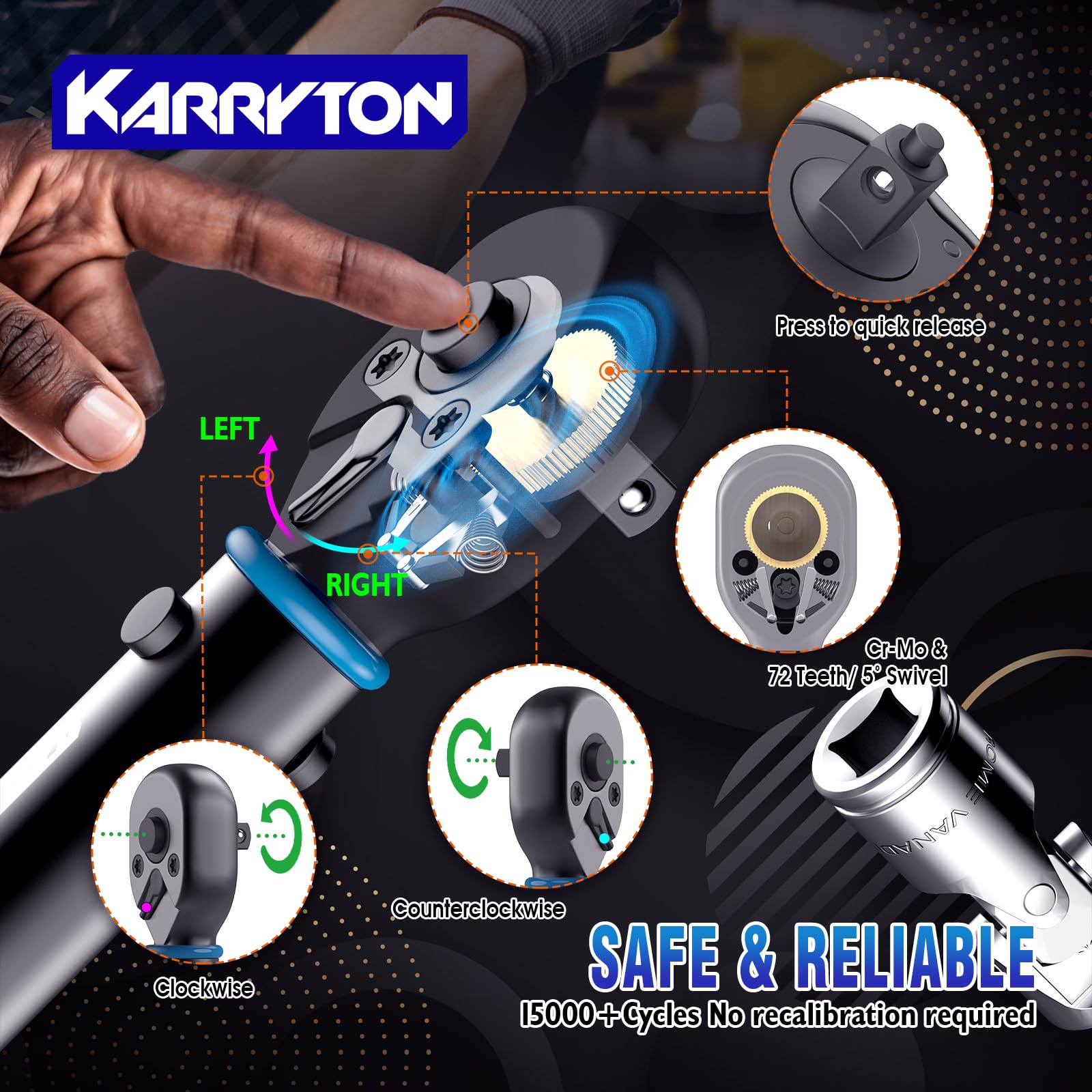 KARRYTON 1/2 drive torque wrench for high-torque applications