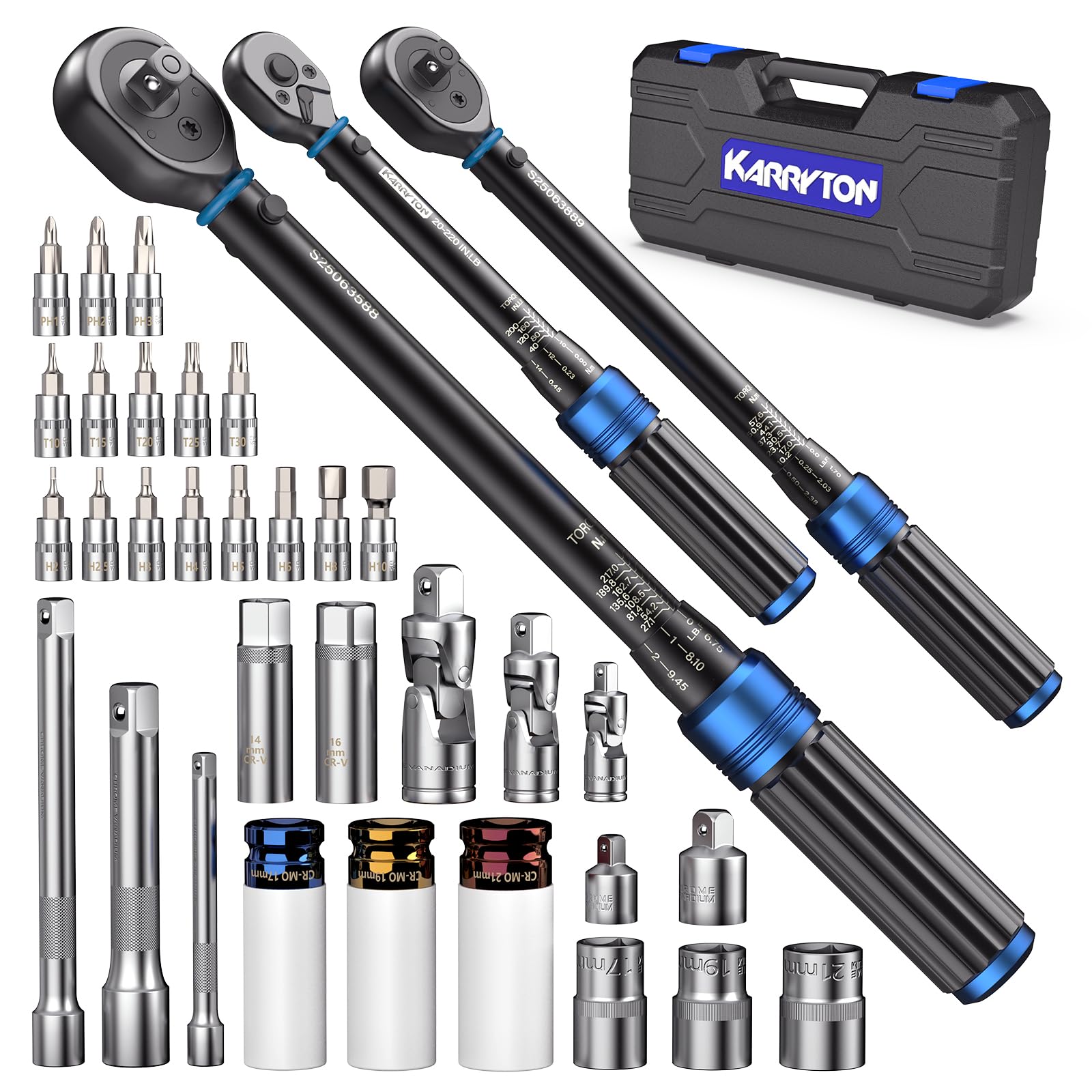 KARRYTON 1/4 drive torque wrench with precise calibration for small bolts