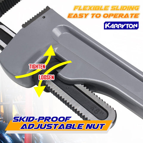 KARRYTON V-shaped jaw design improves clamping on pipes and fasteners.