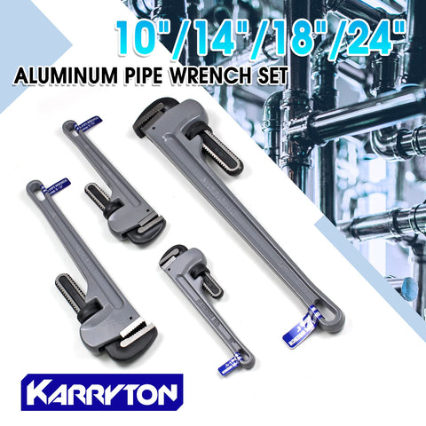KARRYTON wrench set on display, versatile sizes for plumbing and mechanical work.