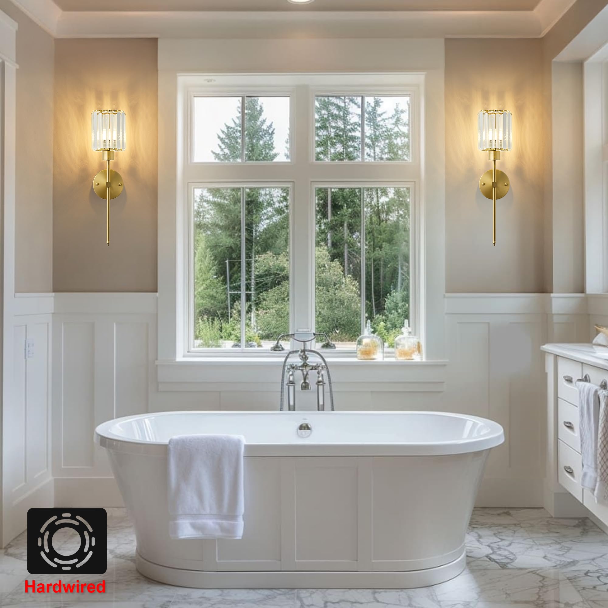 KARTOOSH bathroom-friendly wall sconce provides stylish privacy lighting.