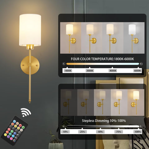 KARTOOSH wall sconce with remote control simplifies brightness and color temperature.