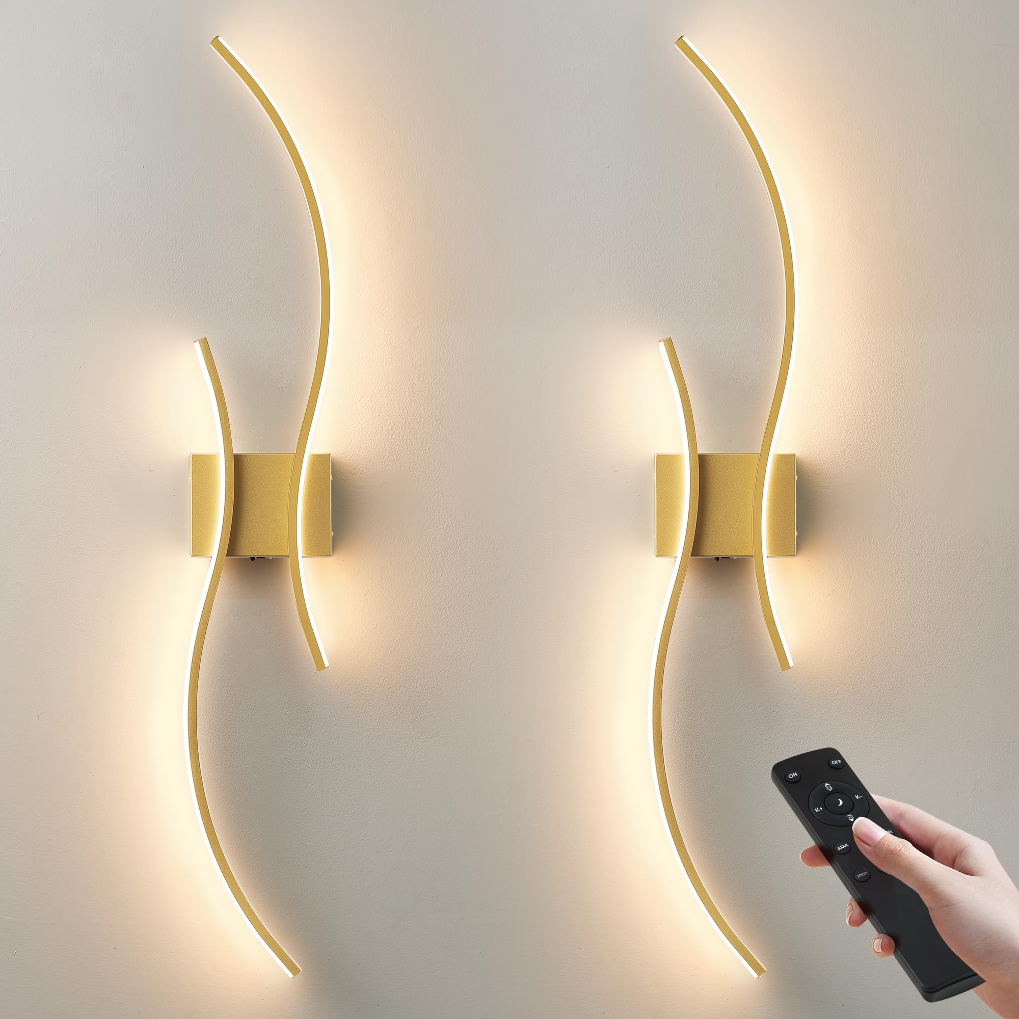 KARTOOSH battery wall sconces set two with remote for easy lighting control.