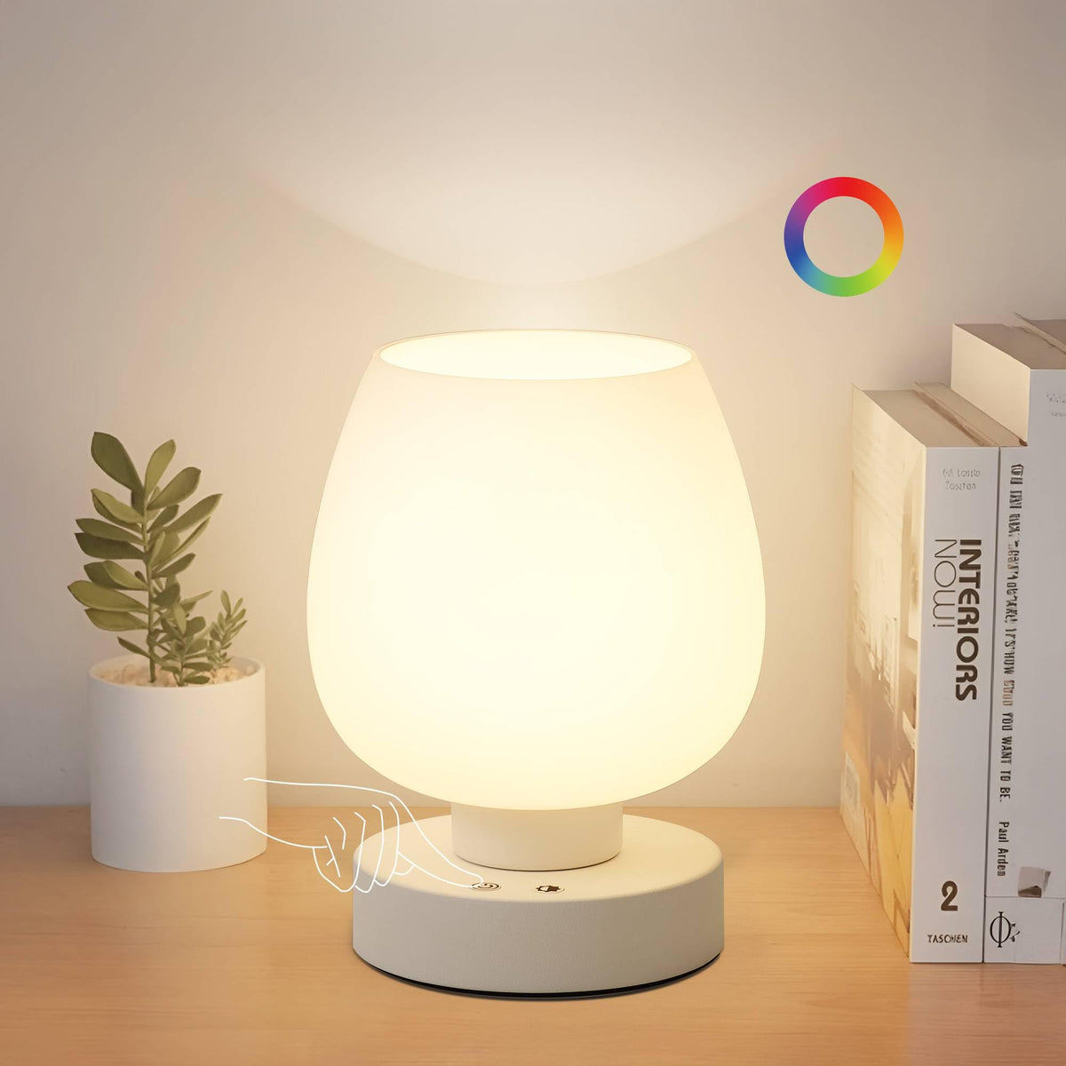 KARTOOSH cordless bedside lamp front view with soft ambient glow for bedrooms