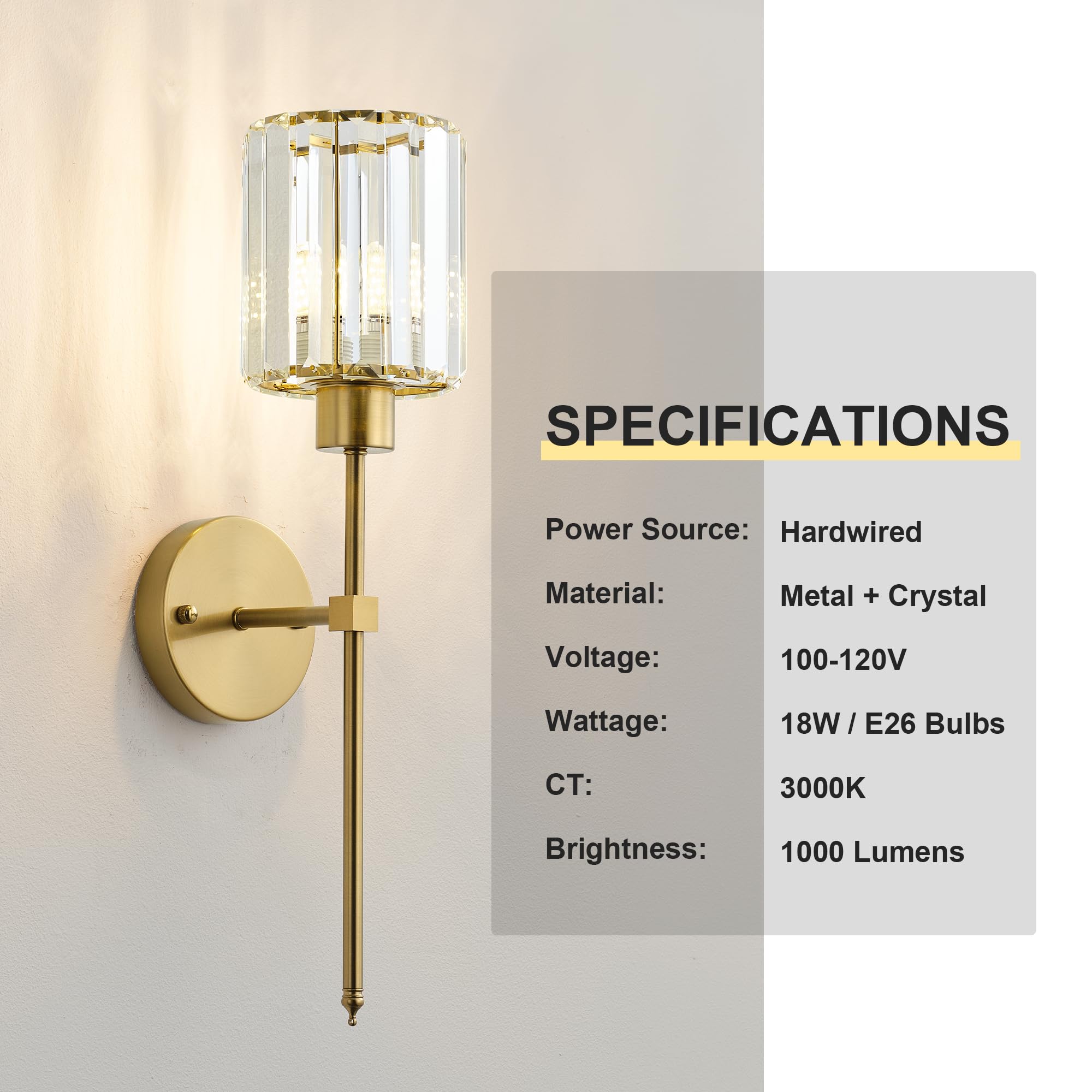 KARTOOSH crystal sconce details sparkle with bling light pattern.