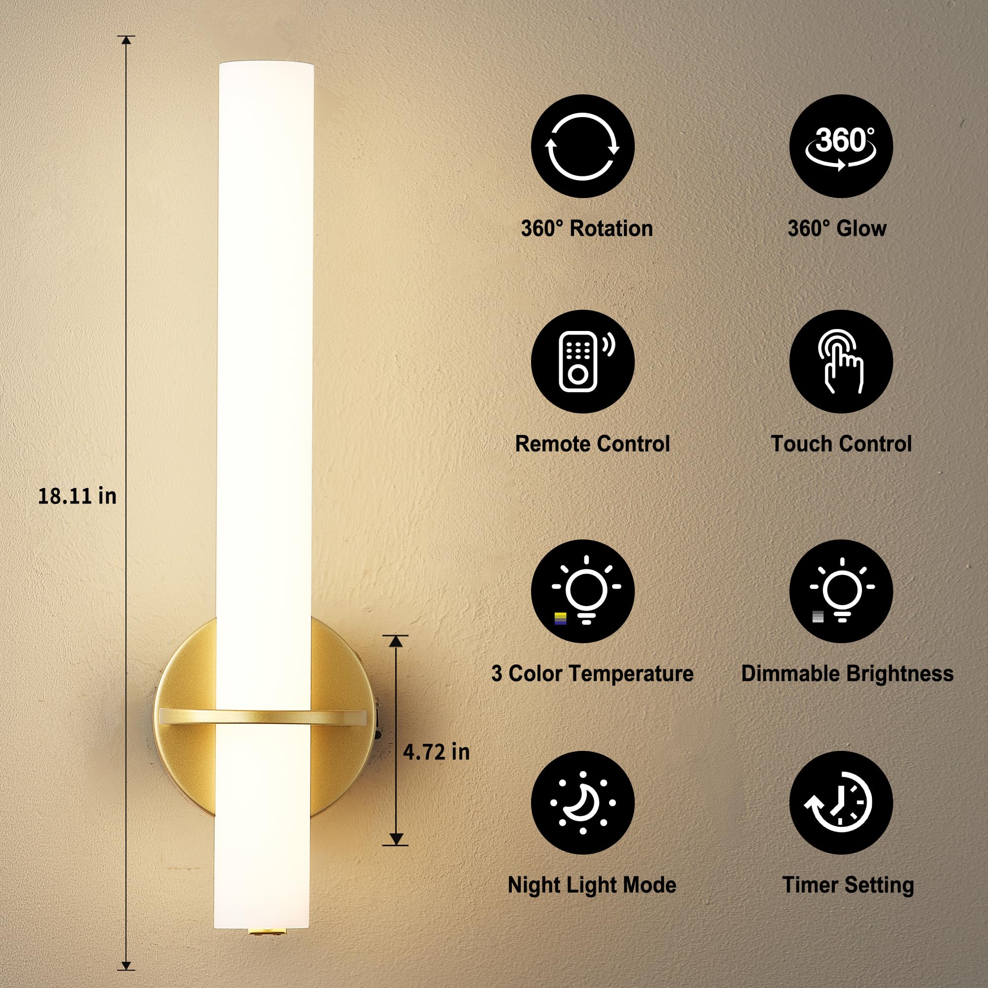 KARTOOSH gold battery-operated sconce wall-mount installation concept