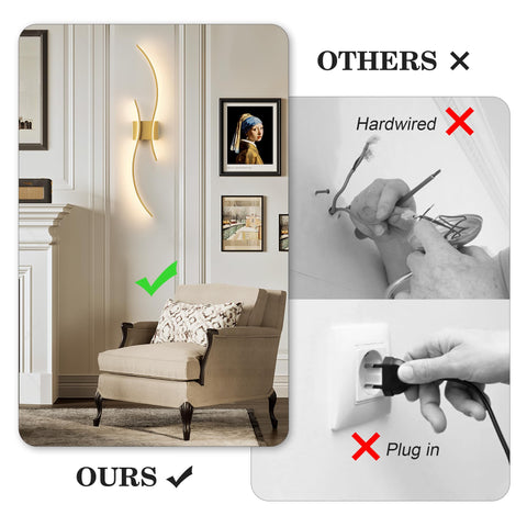 KARTOOSH gold finish wall sconce offers adjustable color temperature for ambiance.