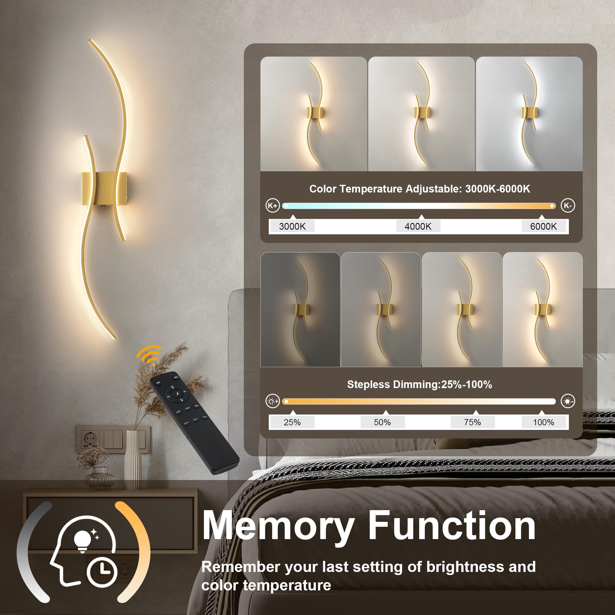 KARTOOSH memory function recalls last brightness and color setting.