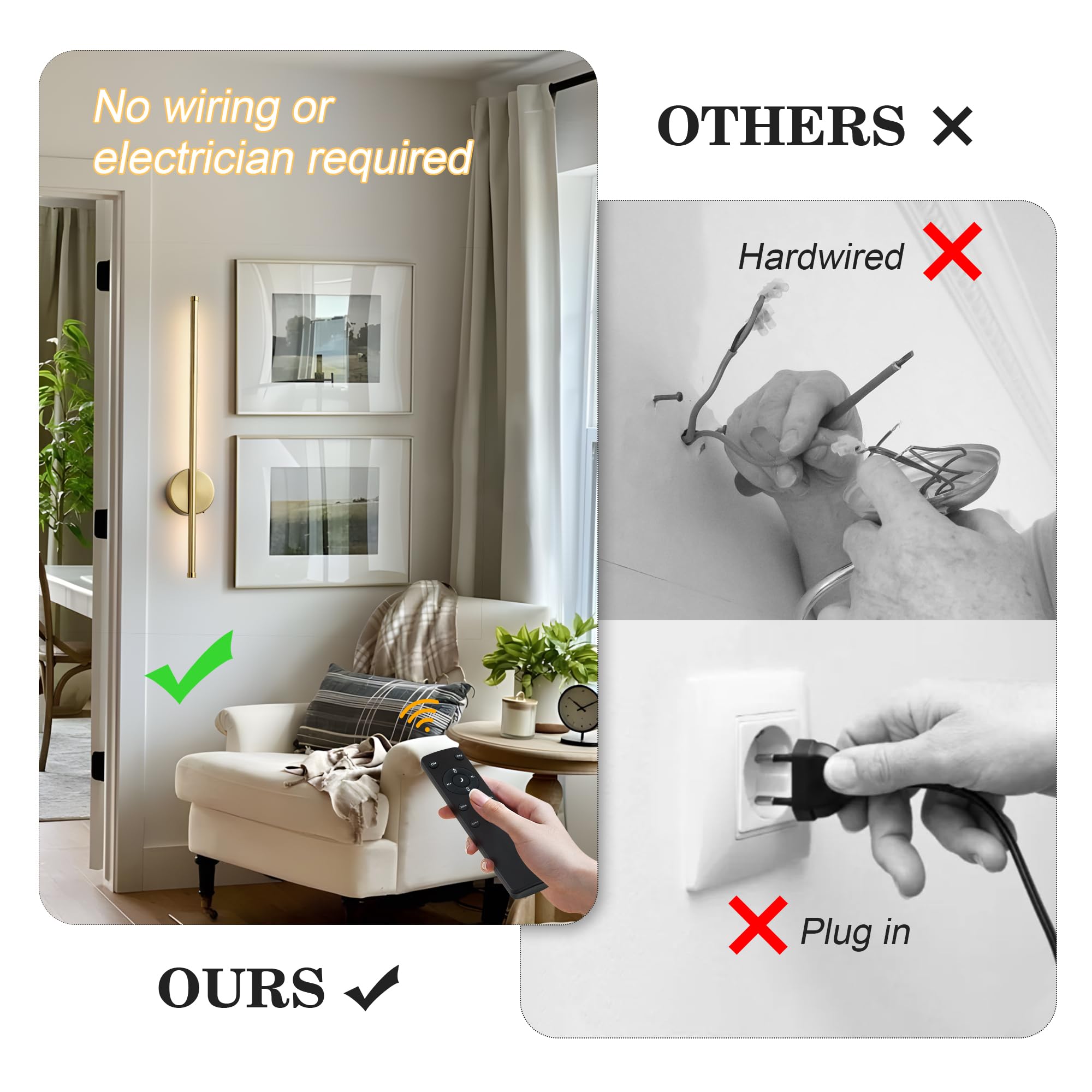 KARTOOSH remote-controlled wall sconce for effortless mood lighting.