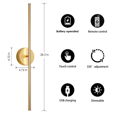 KARTOOSH wireless wall light in gold finish for modern decor