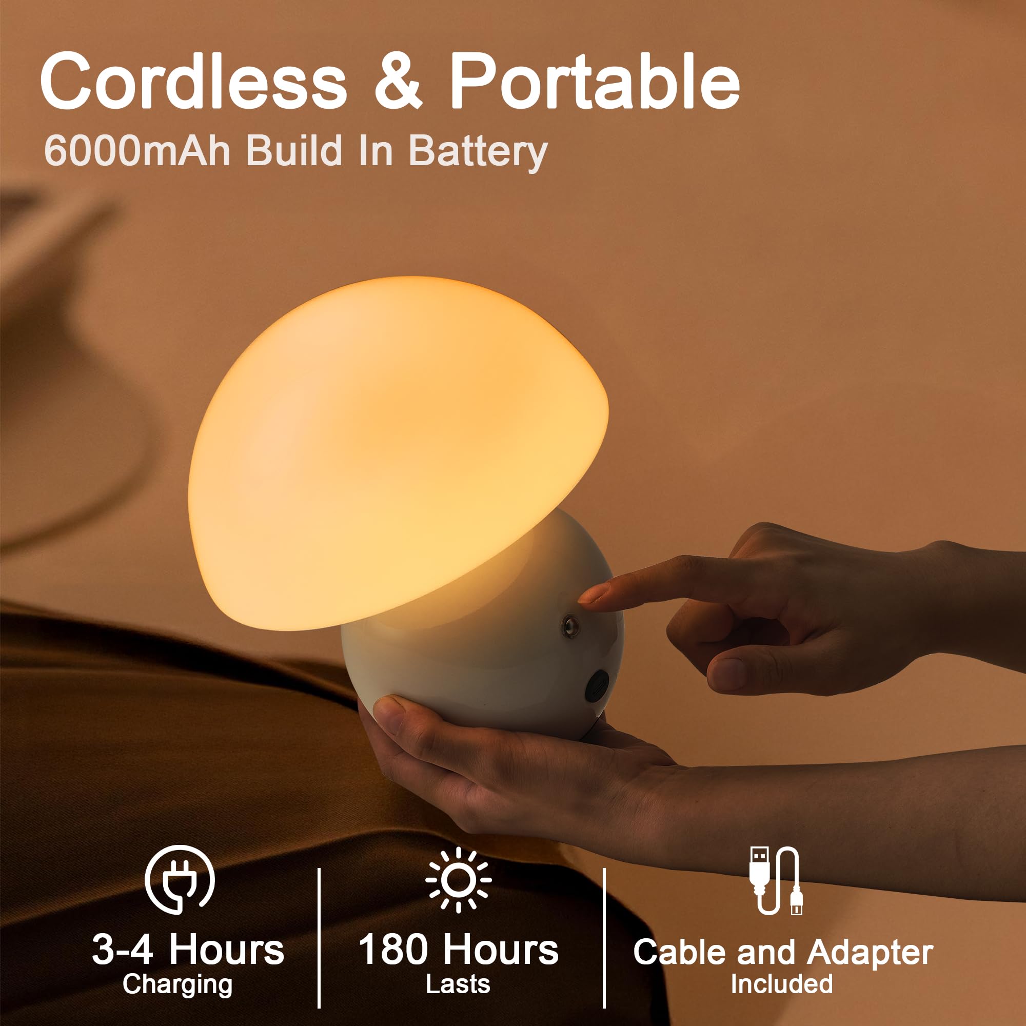 KARTOOSH cordless table lamp on a clean surface for versatile ambient lighting.