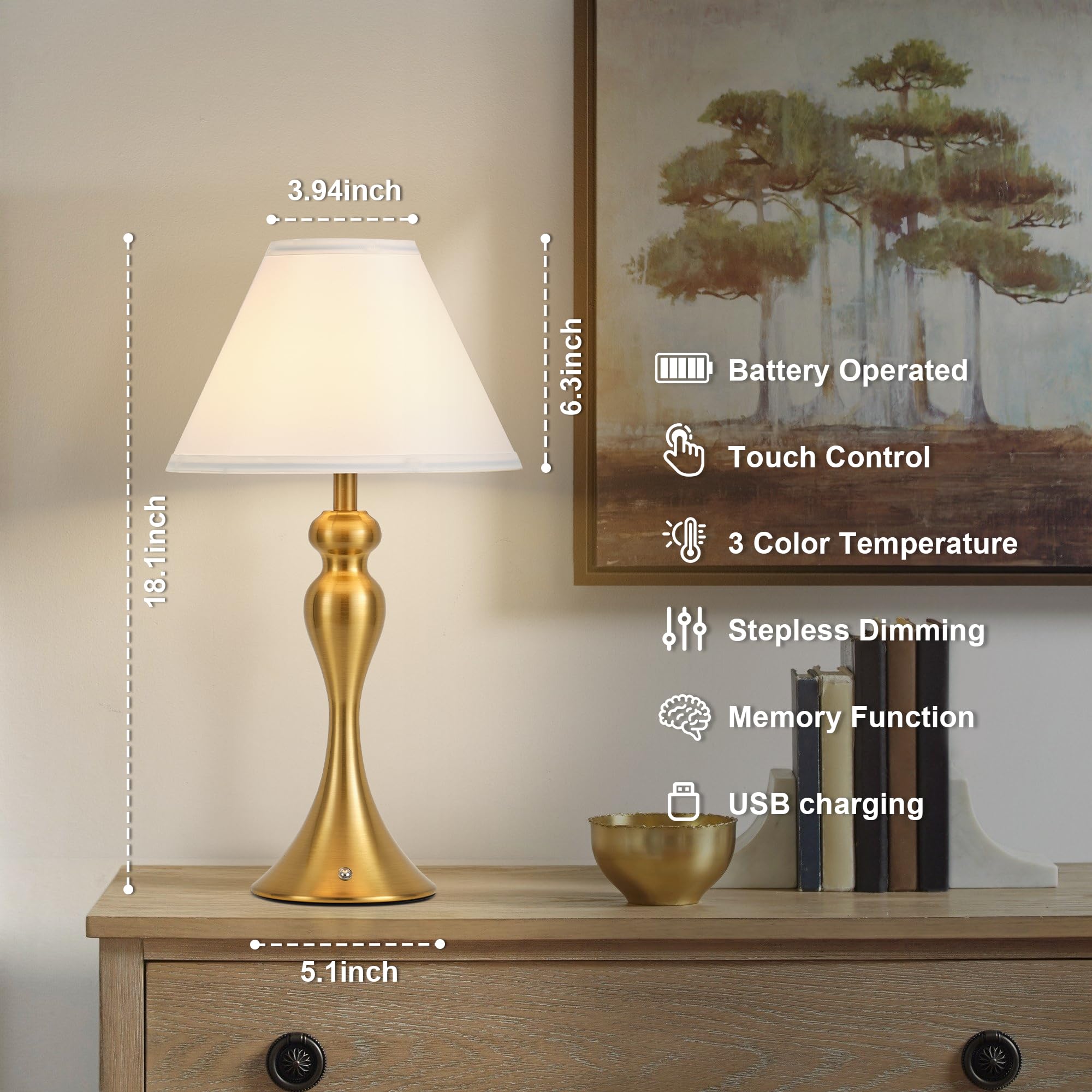 KARTOOSH sculpted table lamp in brass and white shade enhances any space.