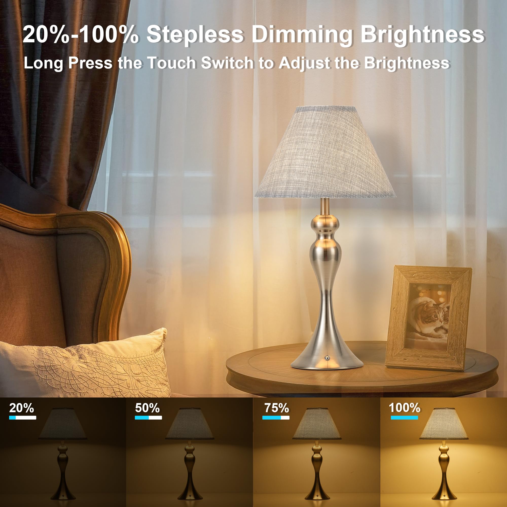 KARTOOSH table lamp with 3 color temperatures showcases warm natural and cool options.