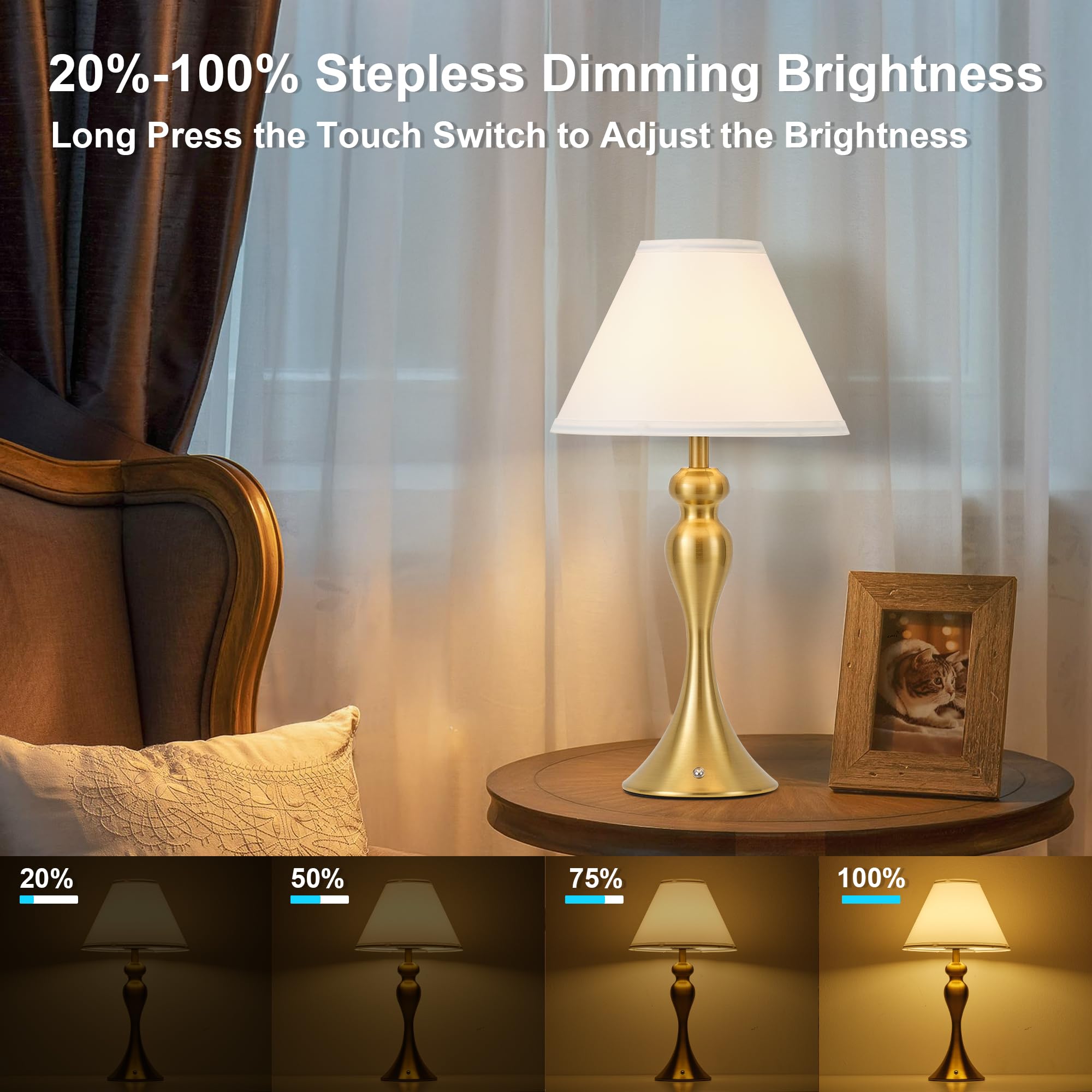 KARTOOSH touch lamp features memory brightness for easy daily use.