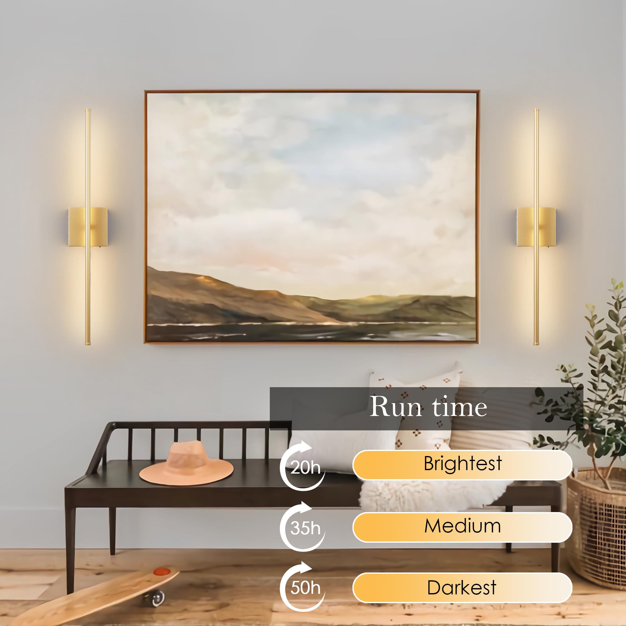 KARTOOSH wall sconce in 3000K gold finish adds elegance.