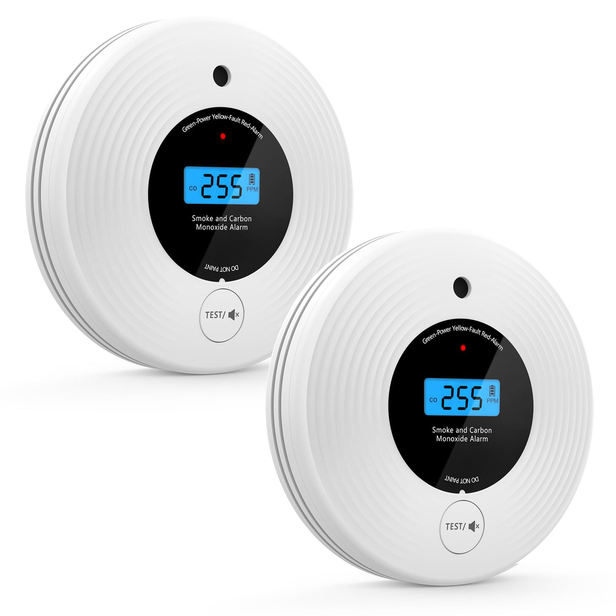 KARUOTOP 2-pack smoke CO detector with LCD display for real-time monitoring
