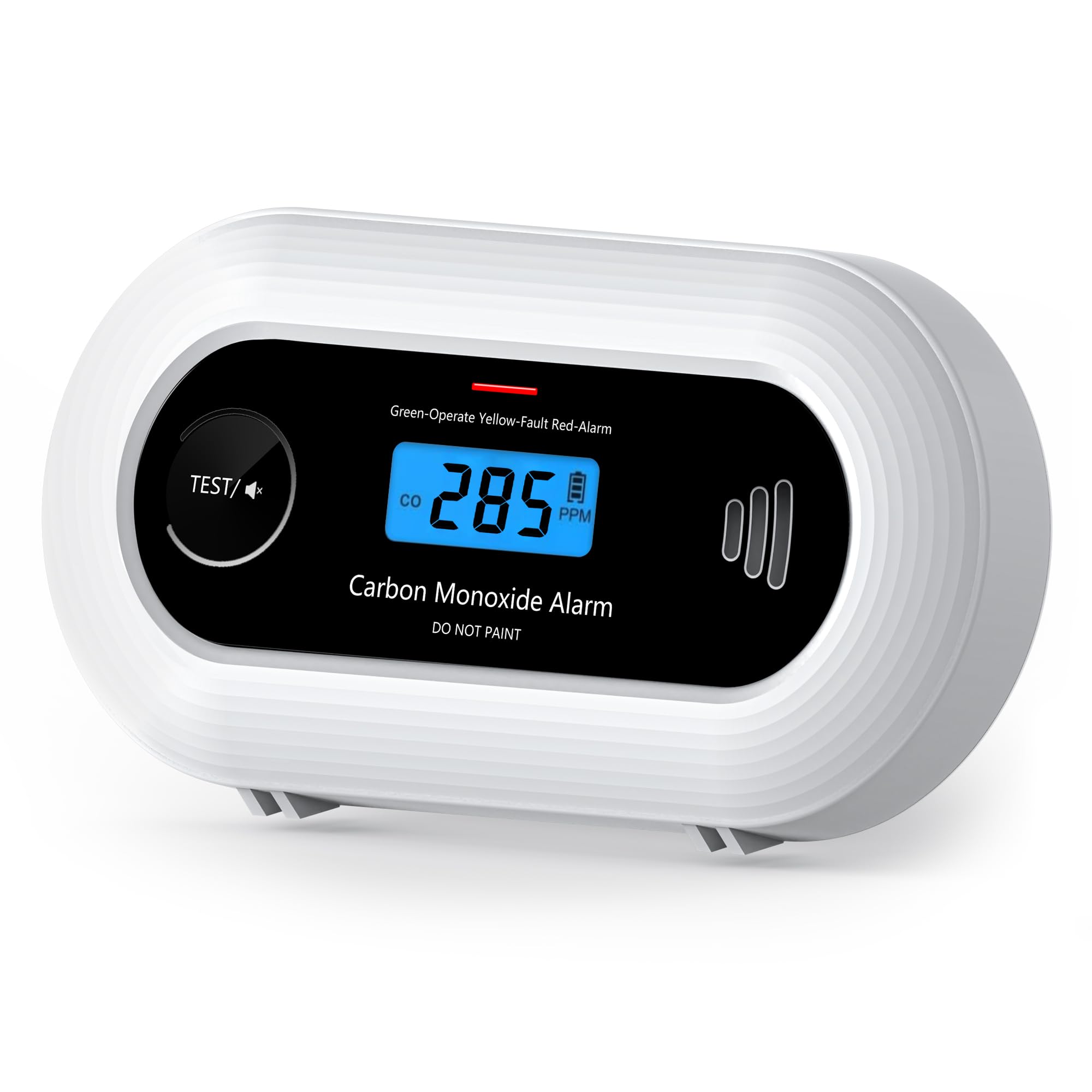 KARUOTOP CO detector front view with LCD and indicator LEDs for quick checks