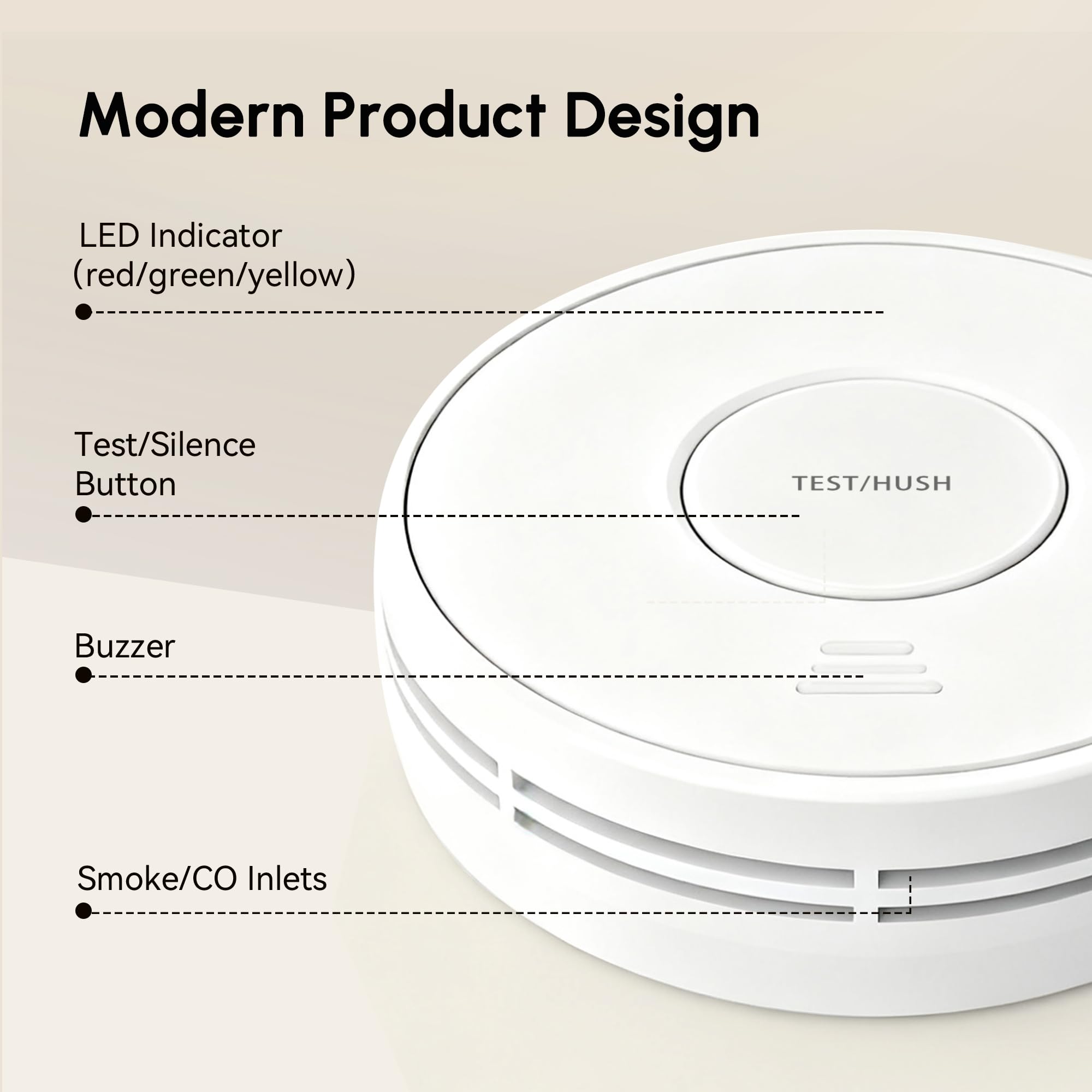 KARUOTOP sleep-friendly detector with subdued LED in a bedroom