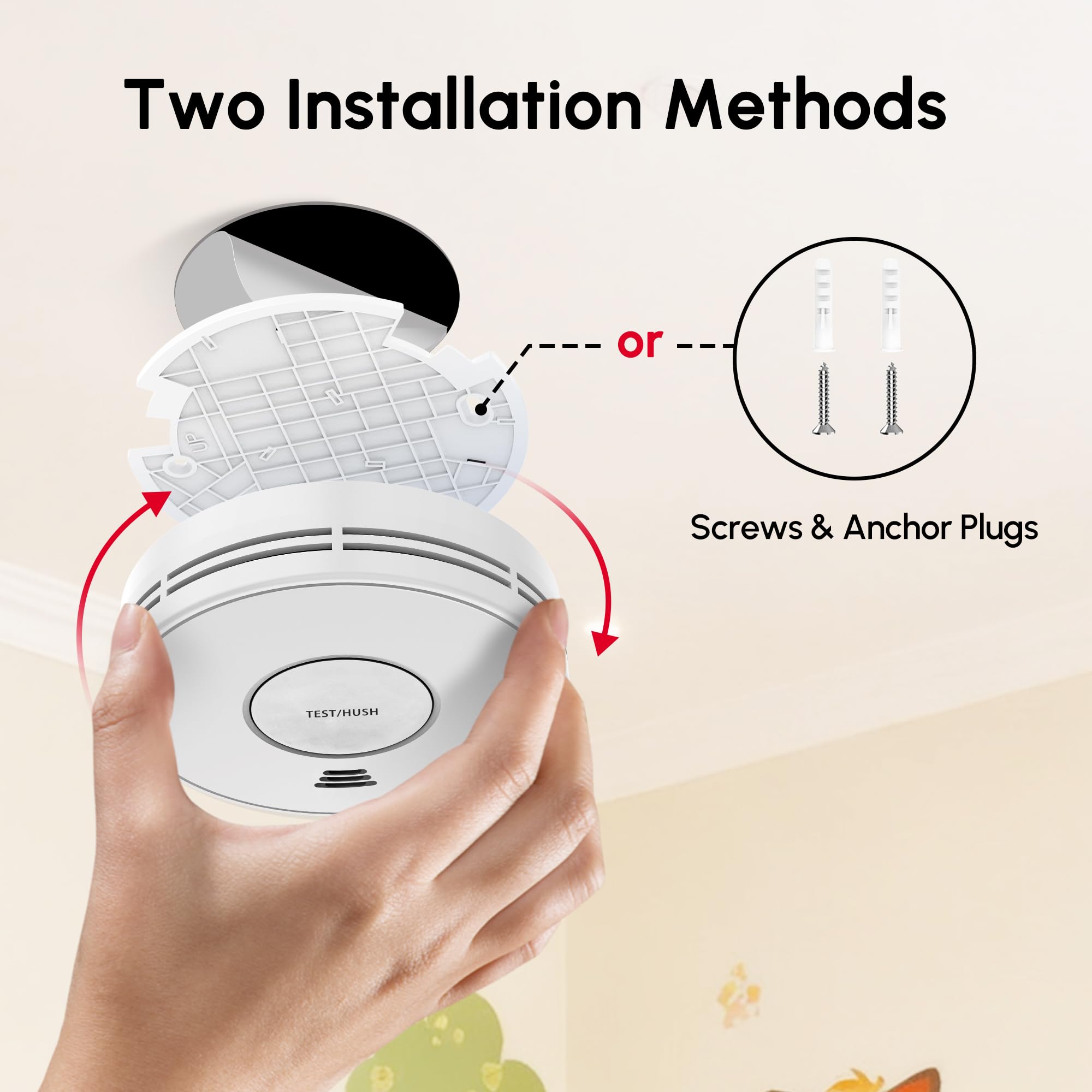 KARUOTOP mounting options show quick wall or ceiling installation.