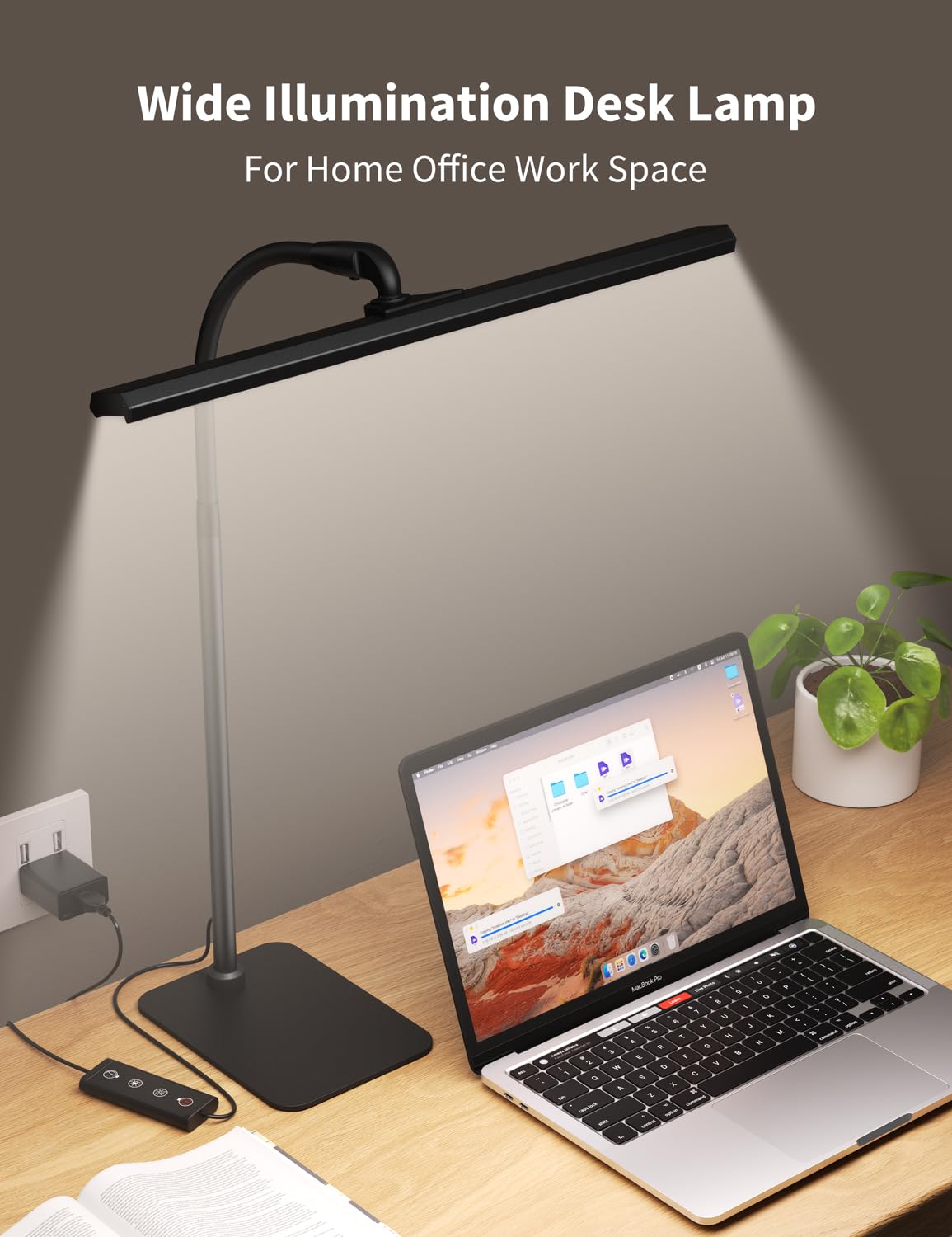 Kary LED desk lamp gosseneck demonstrated for flexible positioning.