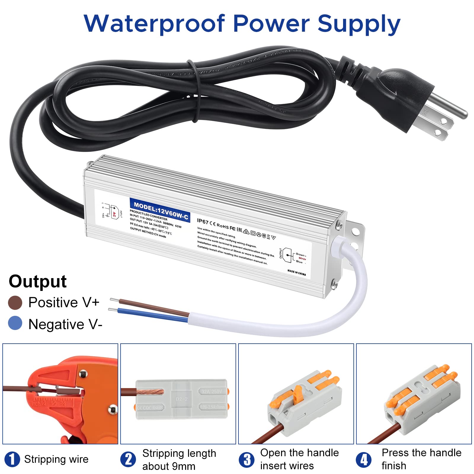 Karyoosi AC to DC converter accepts 110-265V for global use.