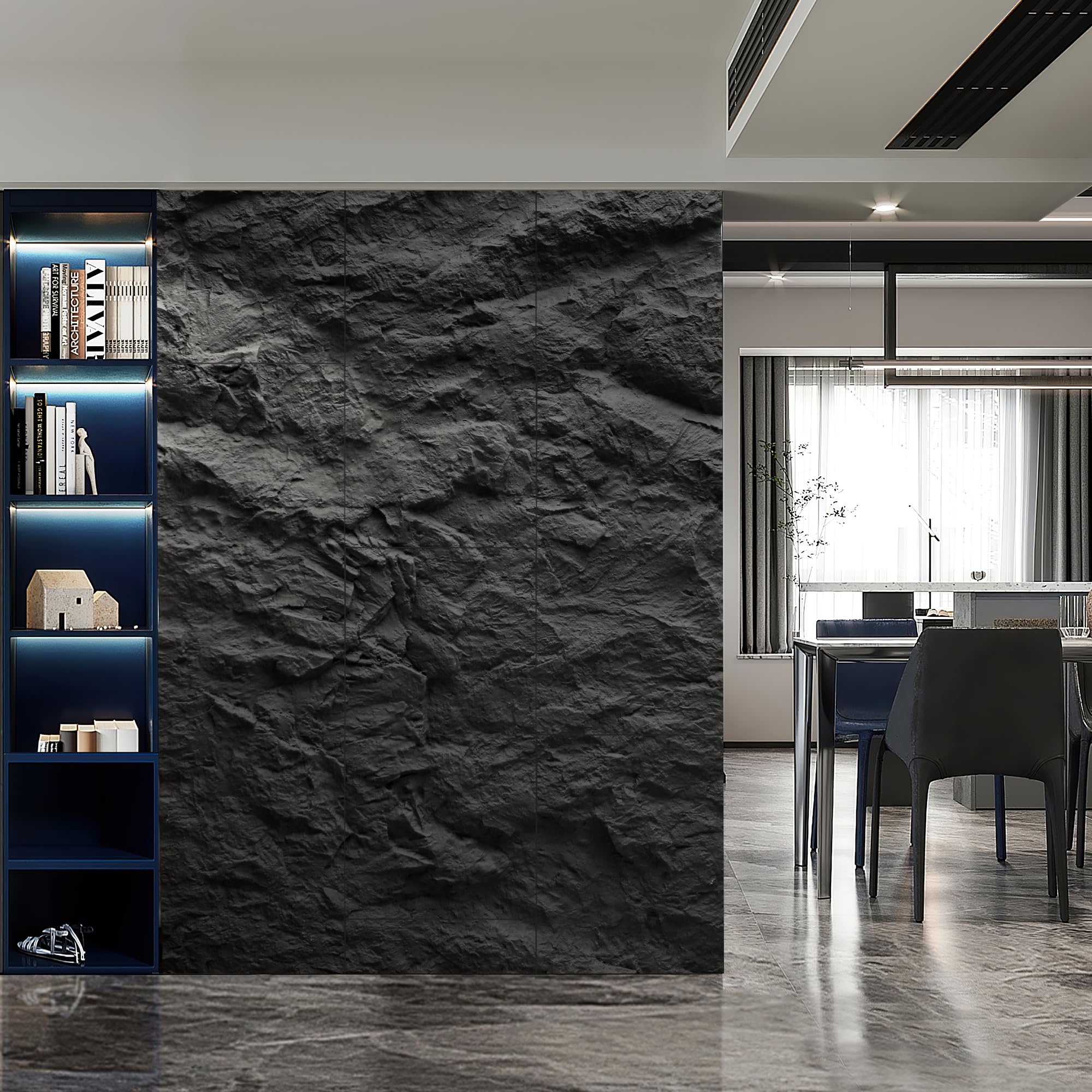 KASARO 3D faux stone panel installation guide for quick mounting.