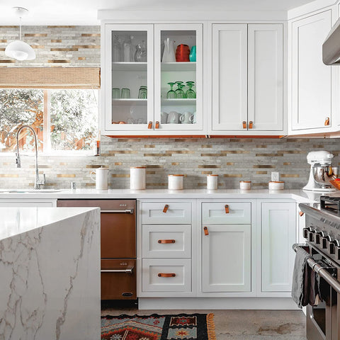 KASARO marble tile highlights a fireplace with elegant beige tones.