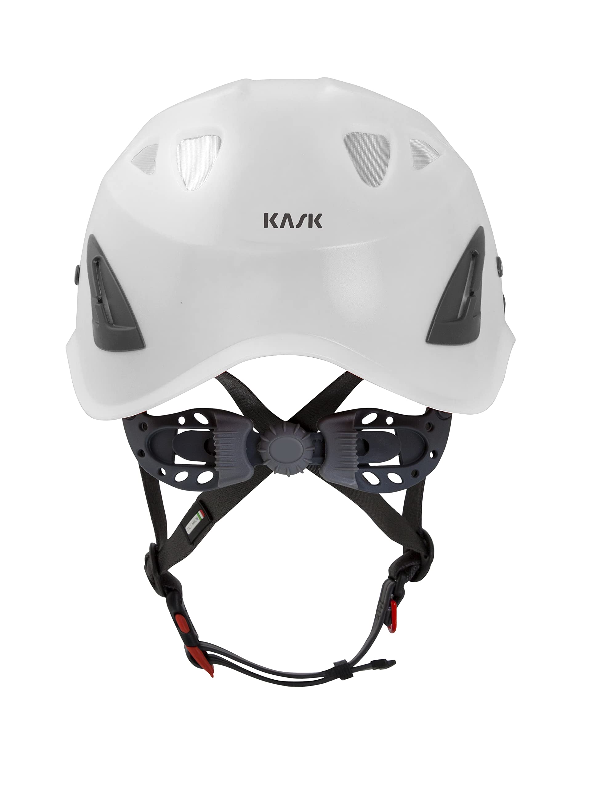 KASK SuperPlasma HD retention system demonstrates reliable adjustment for safety.