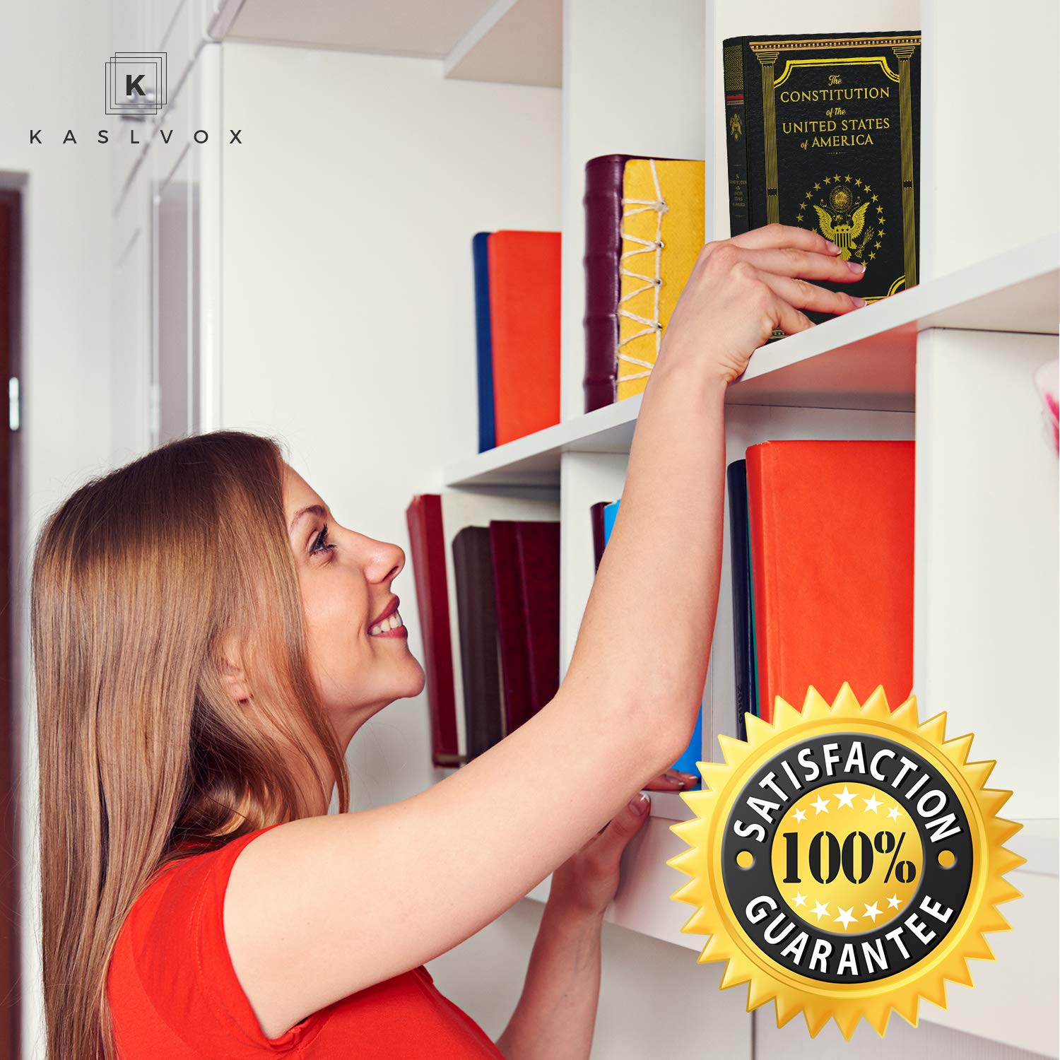 KASLVOX diversion safe blends into a bookcase for concealment